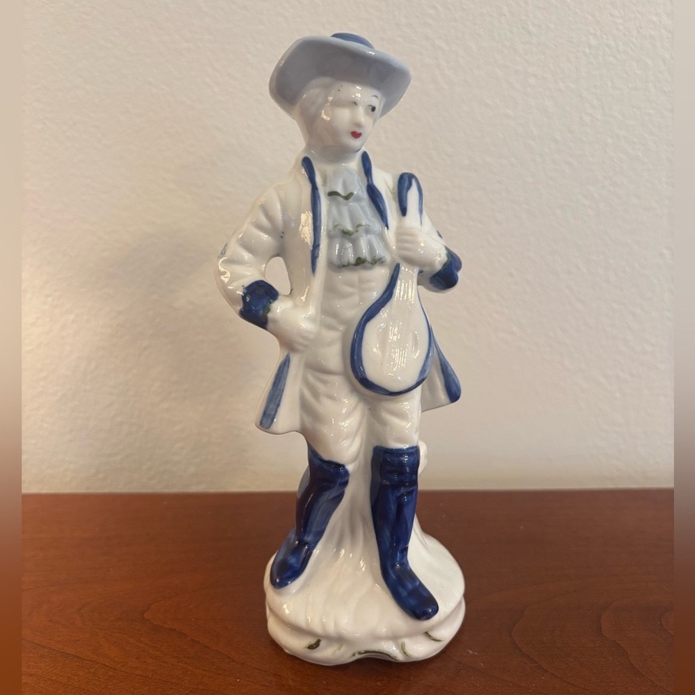 Vintage Victorian Porcelain Figurine with Lute